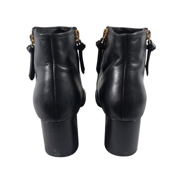 COLE HAAN! BLACK GENUINE LEATHER CHUNKY HEEL, DOUBLE ZIPPER ANKLE BOOTS! SZ 6.5B - Picture 9 of 11